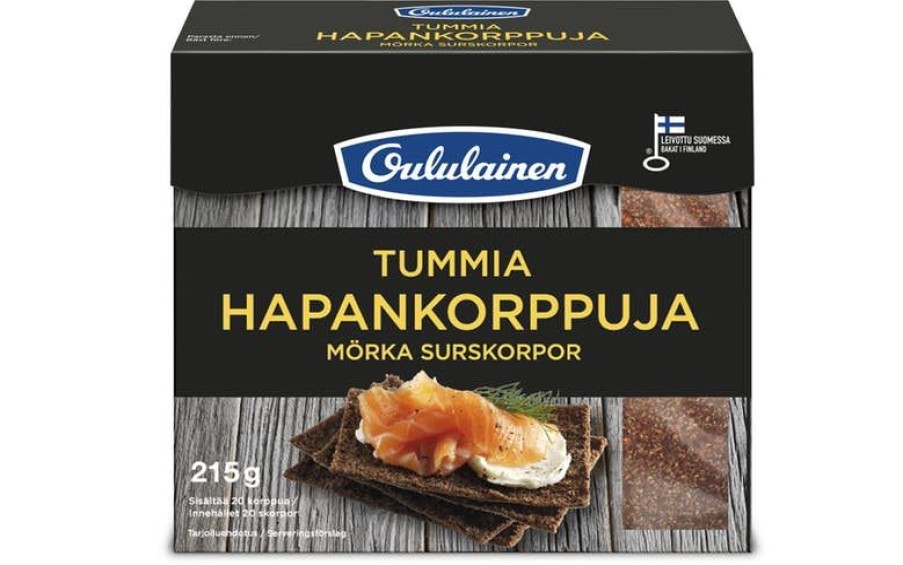 Leipomotuotteet Fazer makeiset | Oululainen Tummia Hapankorppuja 215G