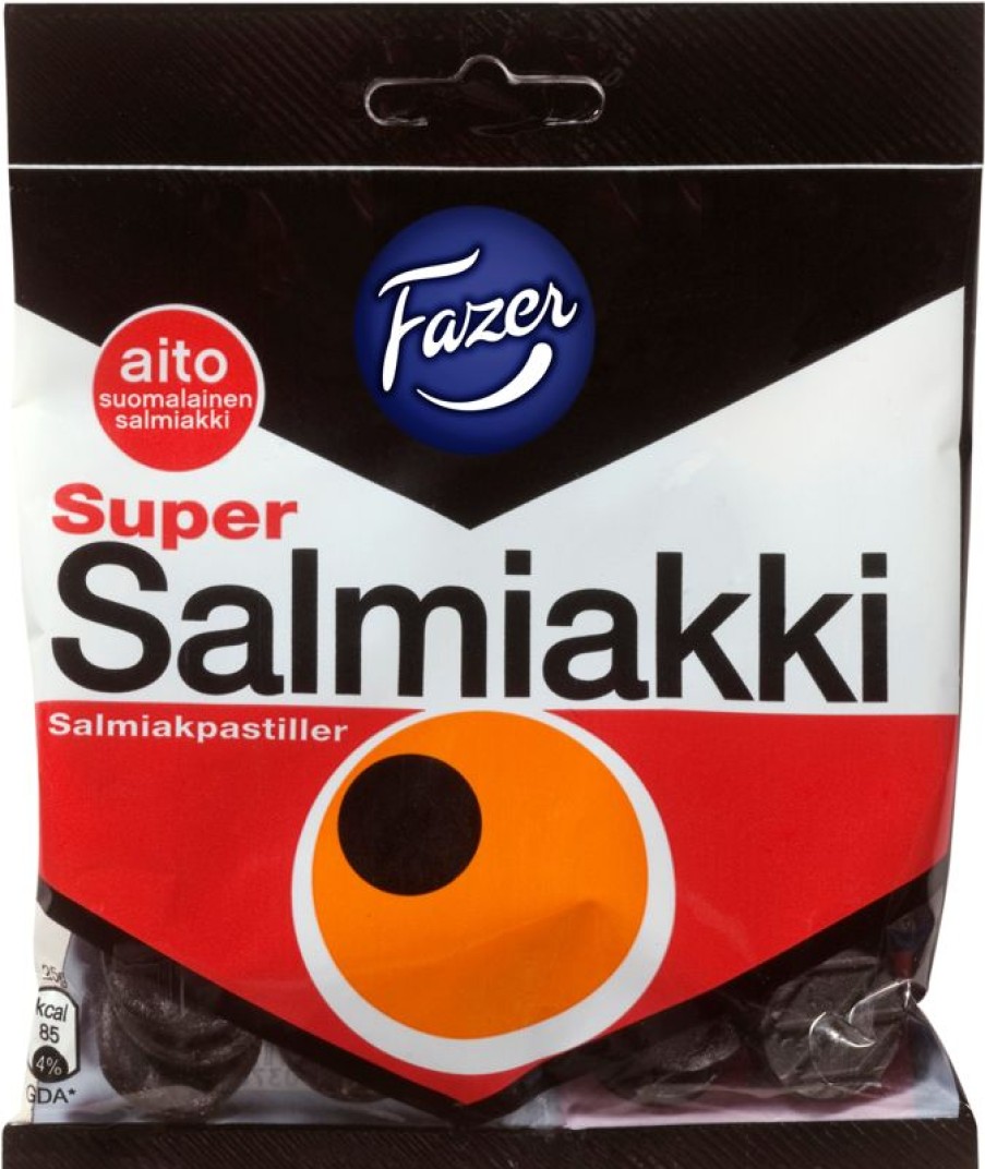 Elintarvikkeet Fazer Makeiset | Fazer Super Salmiakki Salmiakkipastilli 80G