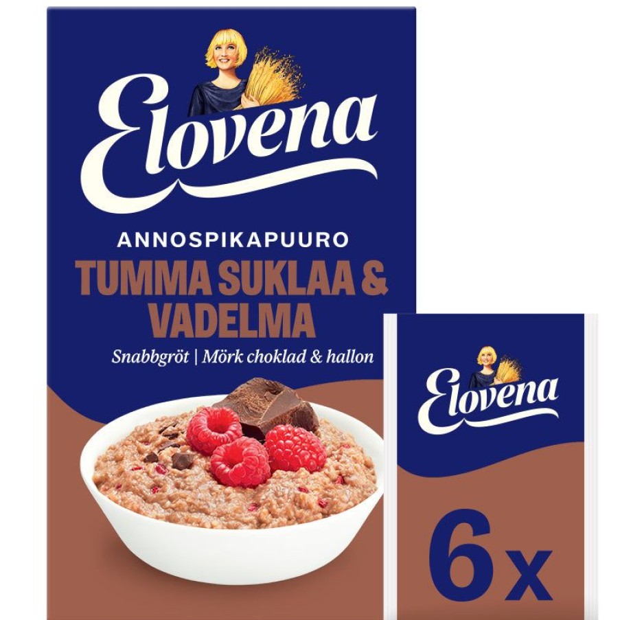 Elintarvikkeet Kespro | Elovena 210G Tumma Suklaa-Vadelma Annospikapuuro