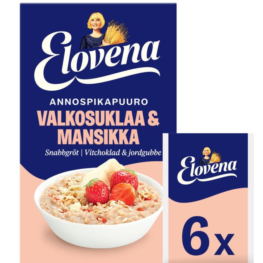 Elintarvikkeet Kespro | Elovena 210G Valkosuklaa-Mansikka Annospikapuuro