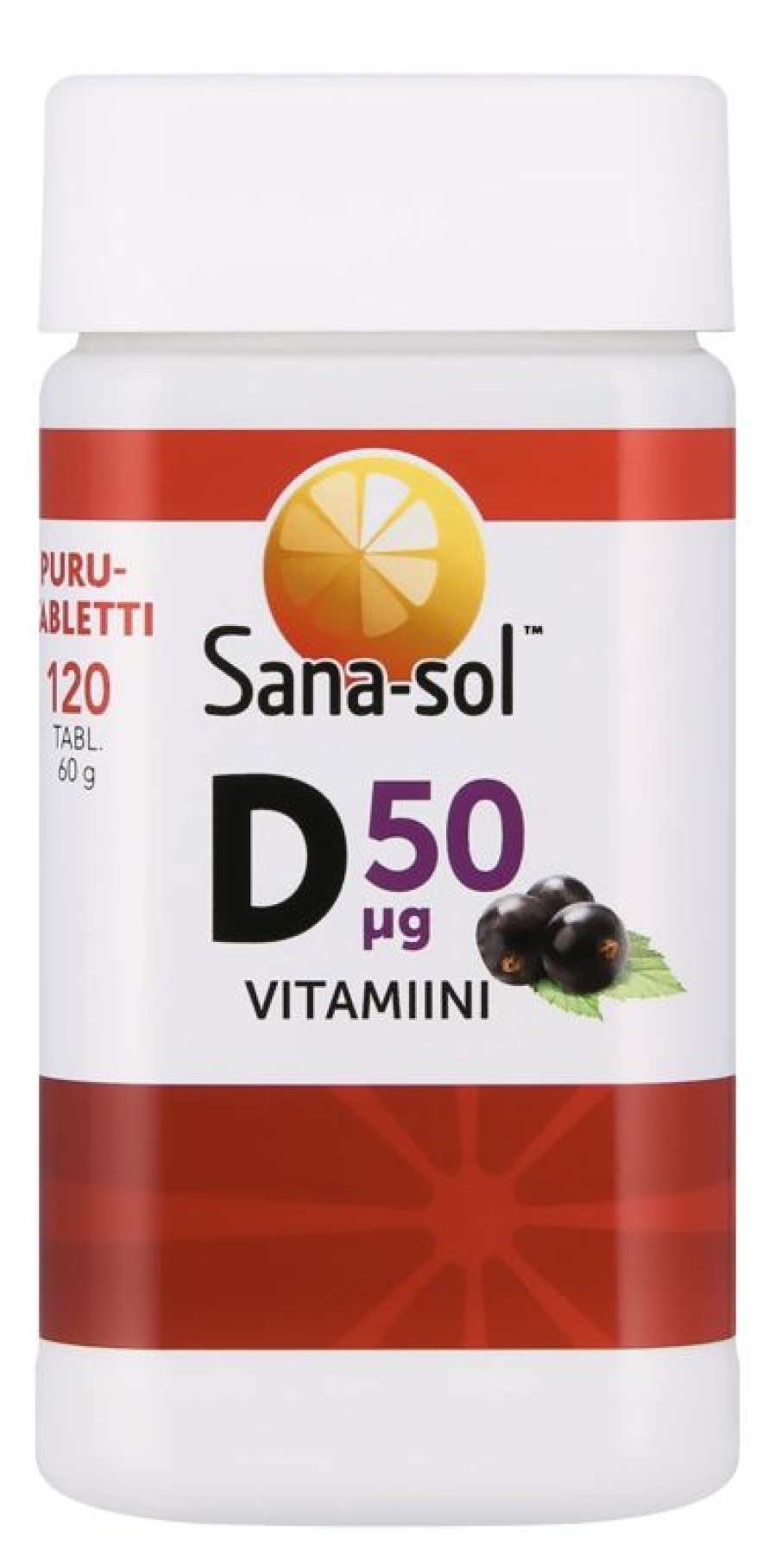 Elintarvikkeet Orkla | Sana-Sol D-Vitamiini 50 G Mustaherukanmakuinen Purutabletti Ravintolis