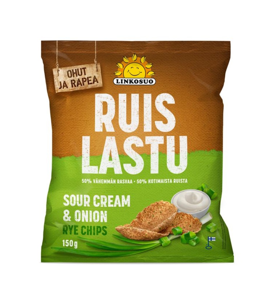 Elintarvikkeet Linkosuo | Linkosuon Ohut Ruislastu Sour Cream & Onion 150 G