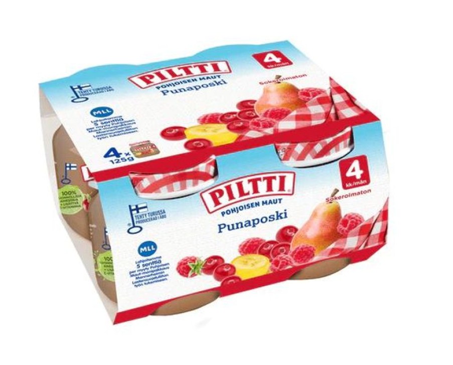 Lapsille Kespro | Piltti 4X125G Pohjoisen Maut Punaposki Marja- Ja Hedelmasose 4Kk