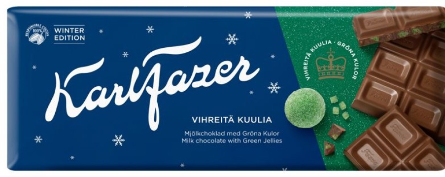 Joulu 2023 Fazer makeiset | Karl Fazer Vihreita Kuulia Suklaalevy 200G