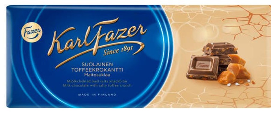 Elintarvikkeet Fazer makeiset | Karl Fazer Suolainen Toffeekrokantti Suklaalevy 180 G