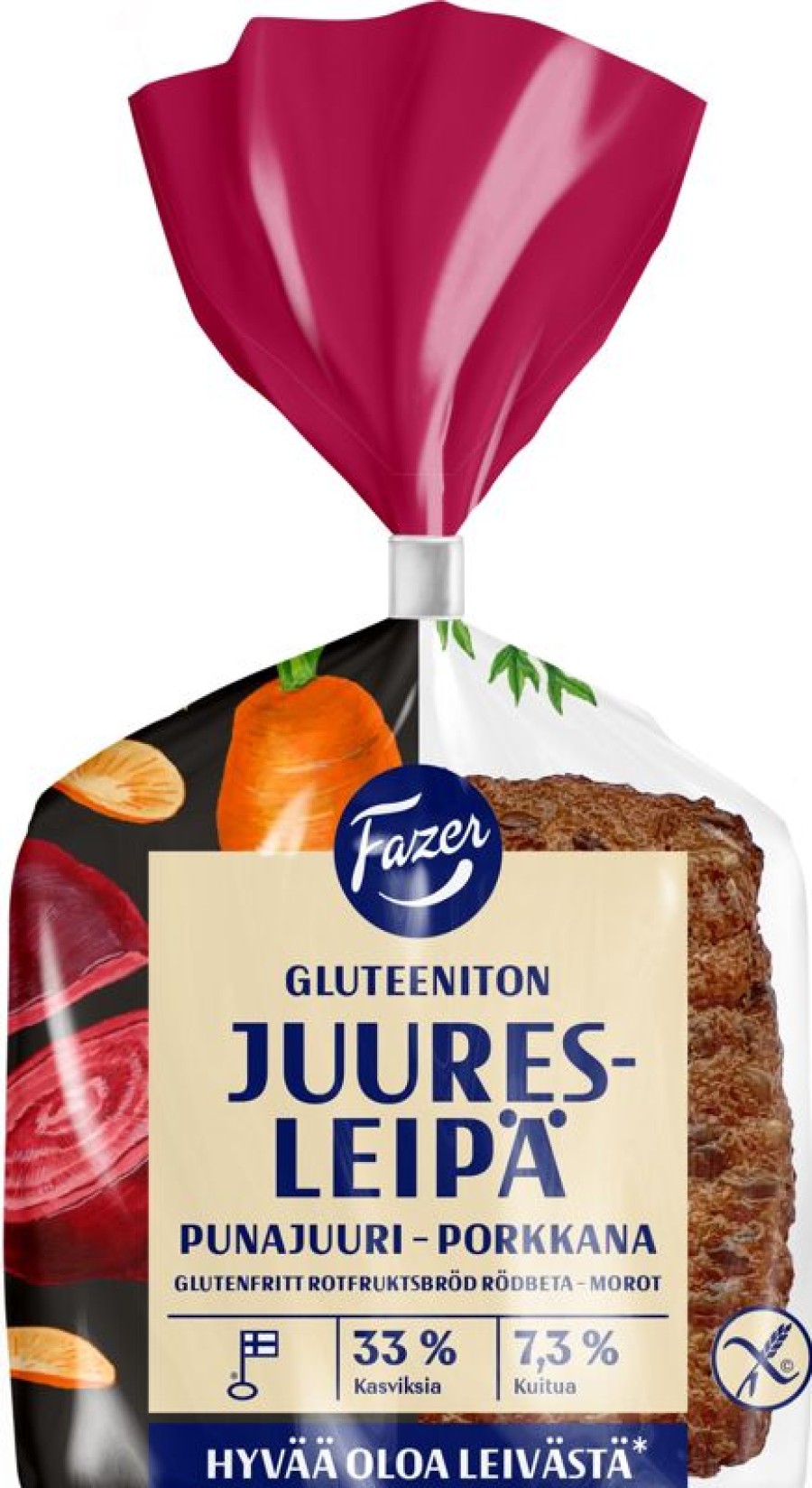 Leipomotuotteet Fazer leipomot | Fazer Juuresleipa Gluteeniton 3Kpl 165G, Gluteeniton Sekaleipa