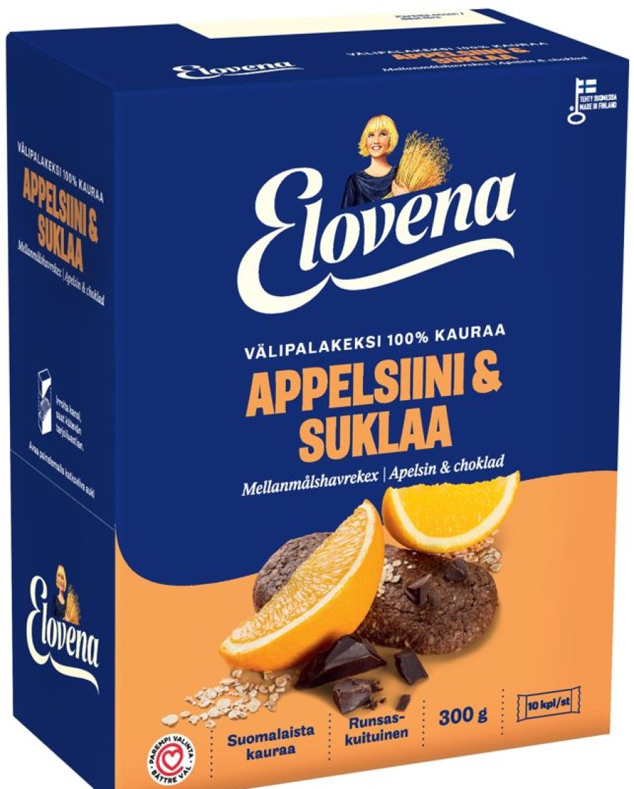 Leipomotuotteet Kespro | Elovena 10X30G Appelsiini-Suklaa Taysjyva Valipalakeksi 100% Kauraa