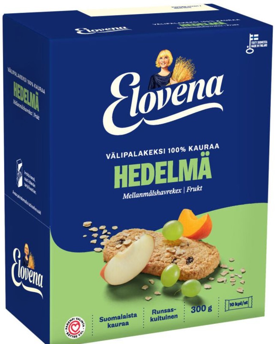 Leipomotuotteet Kespro | Elovena 10X30G Kaura-Hedelma Taysjyva Valipalakeksi 100% Kauraa