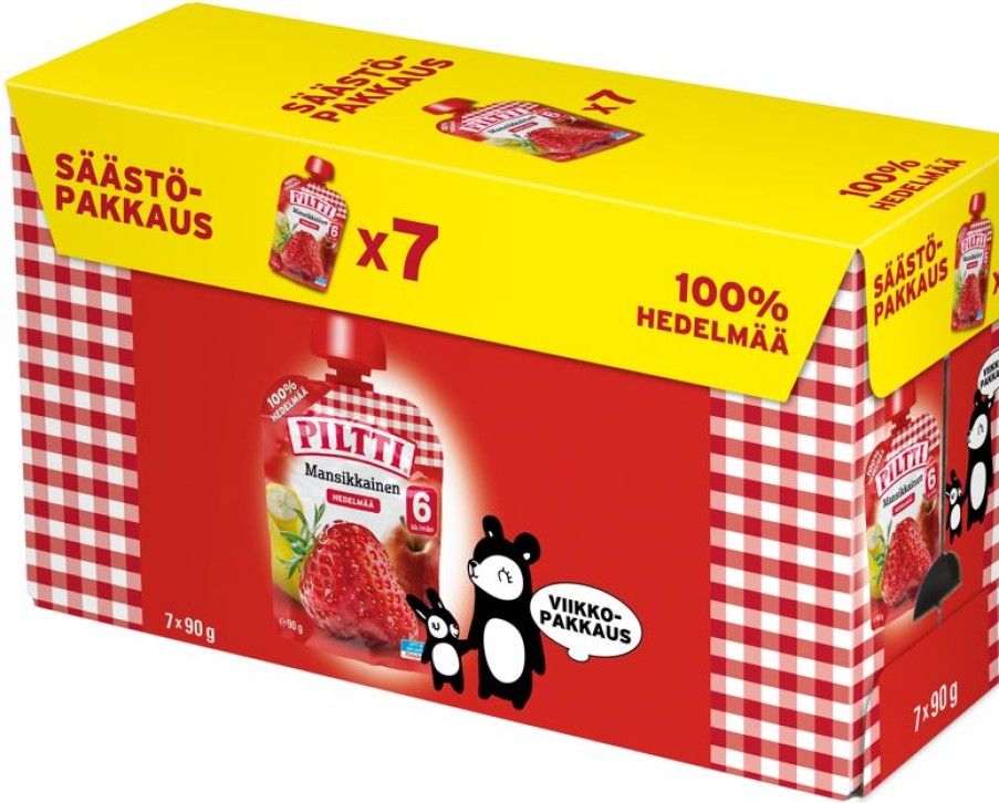 Lapsille Kespro | Piltti 7X90G Mansikkainen 100 % Hedelmaa 6Kk Annospussi Saastopakkaus