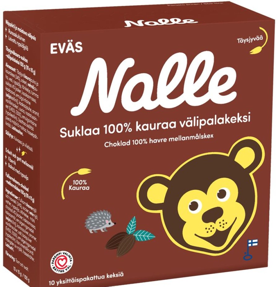 Leipomotuotteet Kespro | Nalle 10X15G Suklaa Valipalakeksi 100% Kauraa