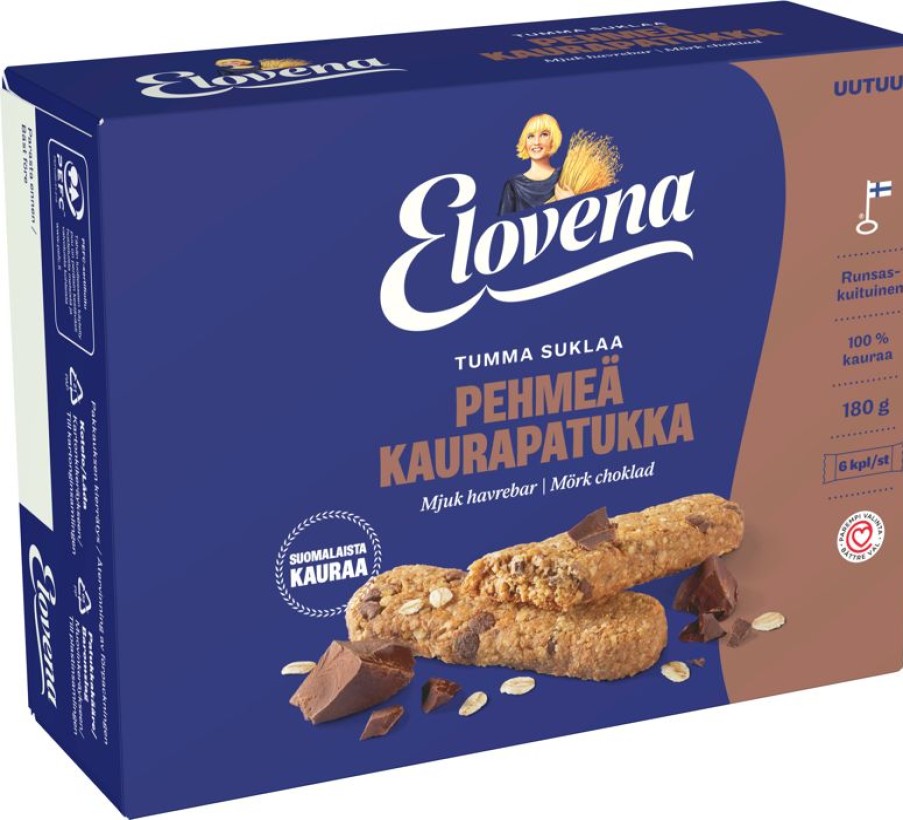 Leipomotuotteet Kespro | Elovena 6X30G Tumma Suklaa Pehmea Kaurapatukka