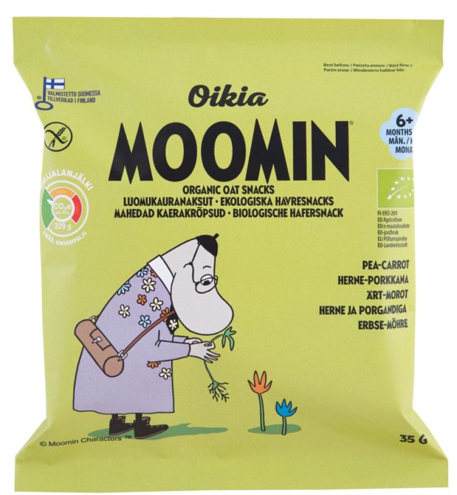 Elintarvikkeet Kespro | Oikia Moomin Luomukauranaksu Herne-Porkkana 6+ Kk 35G