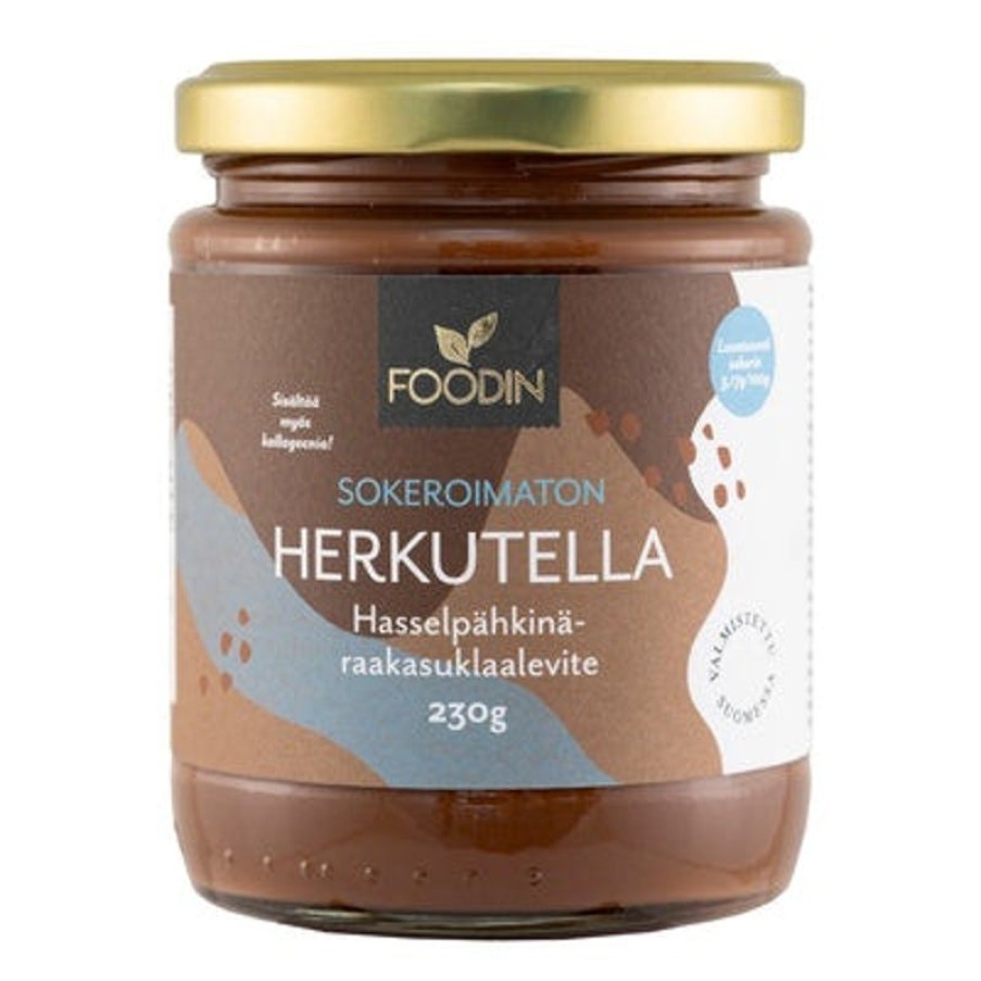 Elintarvikkeet Kespro | Foodin Herkutella Sokeroimaton Hasselpahkina-Raakasuklaalevite 230G