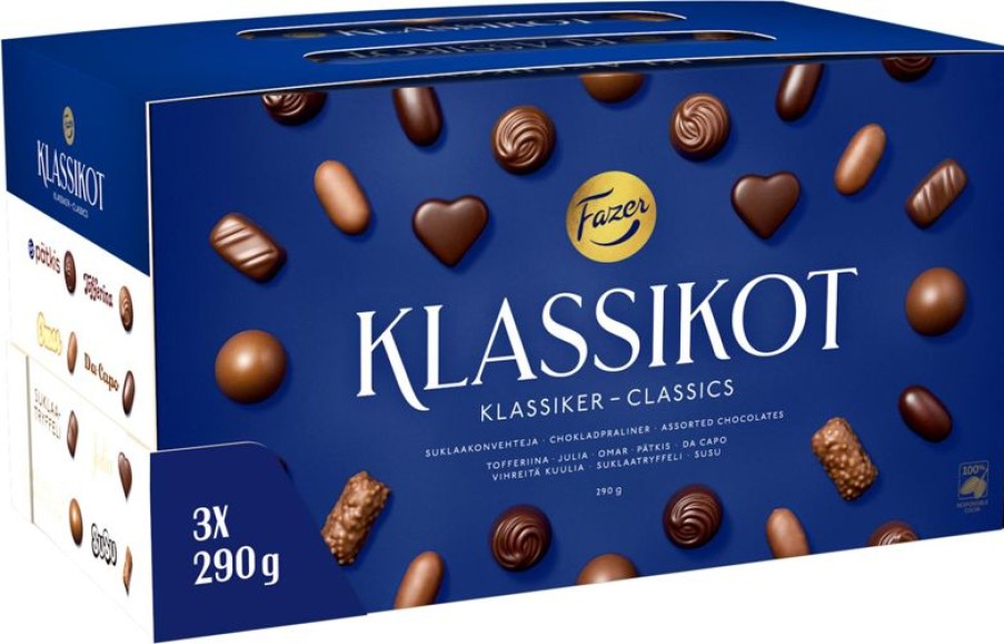 Joulu 2023 Fazer Makeiset | Fazer Klassikot Suklaakonvehtirasia 290G 3-Pack